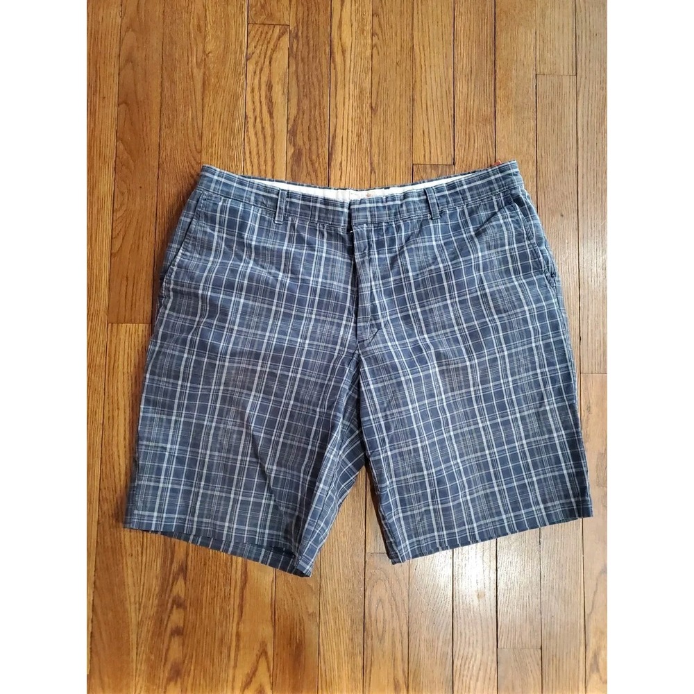 Levi Dockers Khaki Diem Mens Blue Plaid Cotton Casual Shorts Size 36‎ Chino